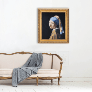 Girl with a Pearl Earring in golden frame