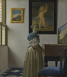 Image of our reproduction of Lady Standing at a Virginal by Johannes Vermeer on canvas, small