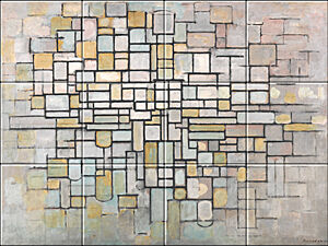 Small image of our reproduction of Composition No. II by Piet Mondriaan on ceramic tiles tableaus