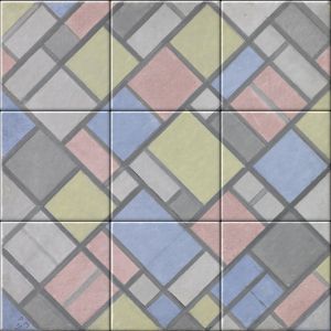 reproduction of Composition with Grid 6 (Lozenge, Composition with Colours on ceramic tiles tableaus by Piet Mondriaan made by Dutch Art Reproductions