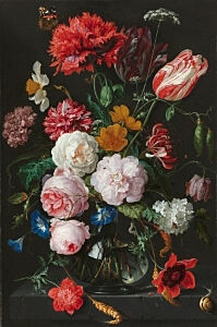 Image of our reproduction of Still Life with Flowers in a Glass Vase by Jan Davidsz. de Heem on canvas, small