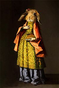 Afbeelding van Barbara het konijn gemaakt door Tein Lucasson op canvas.