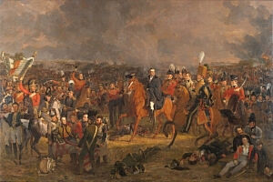 Afbeelding van onze reproductie van De slag bij Waterloo by Jan Willem Pieneman op canvas, klein