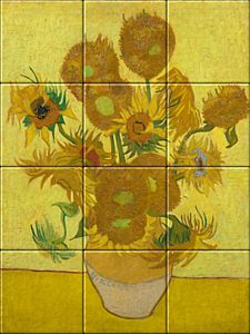 Tile tableau of the Sunflowers by Vincent van Gogh made by Dutch Art Reproductions