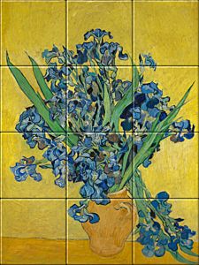 Irises by Vincent van Gogh on ceramic tile tableau