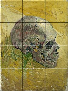 Skull by Vincent van Gogh on ceramic tiletableau.