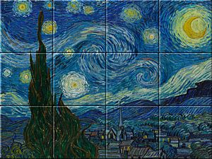 reproductie van Starry Night op Keramische tegeltableaus door Vincent van Gogh gemaakt door Dutch Art Reproductions