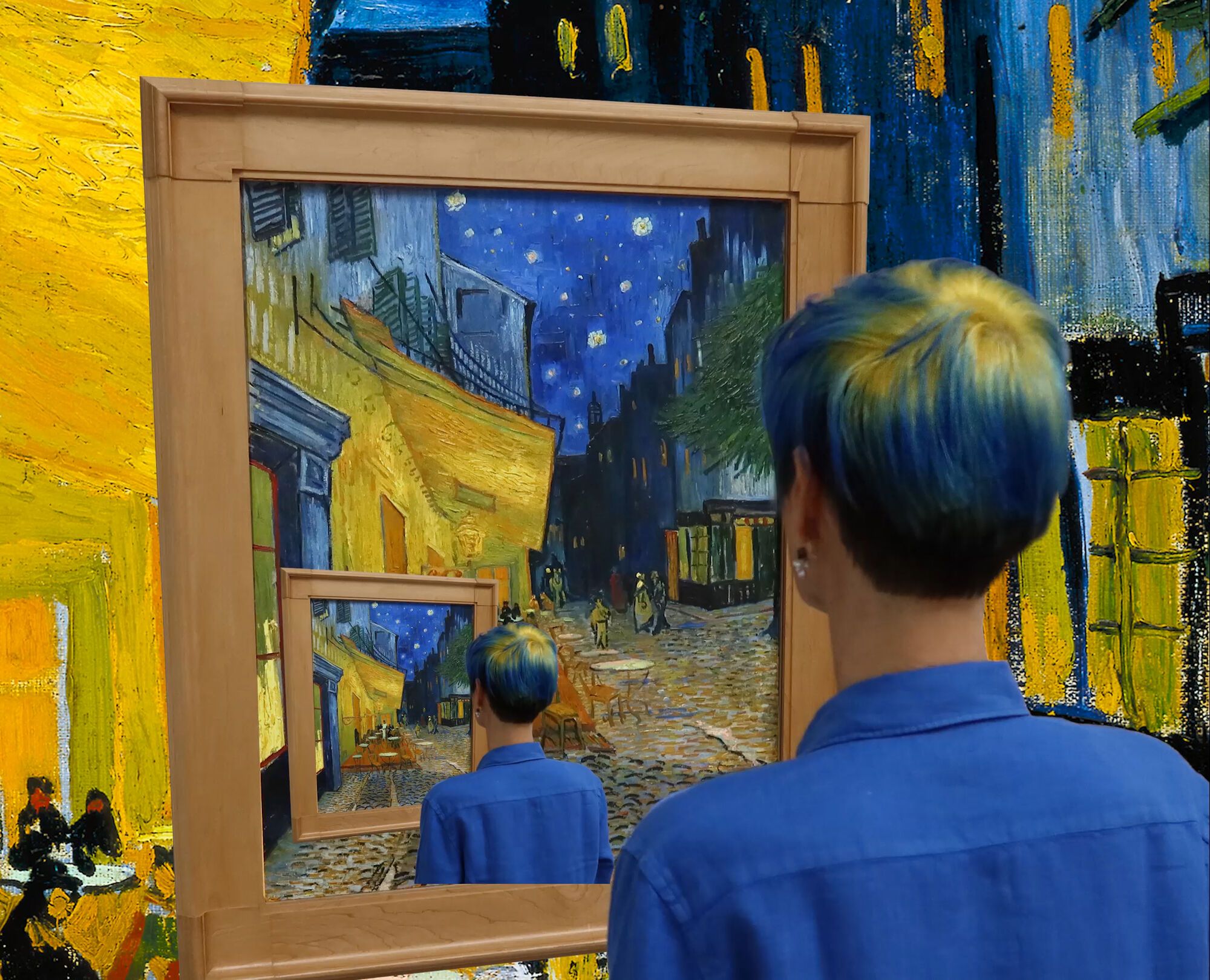 monique disappearing in cafe terras painting